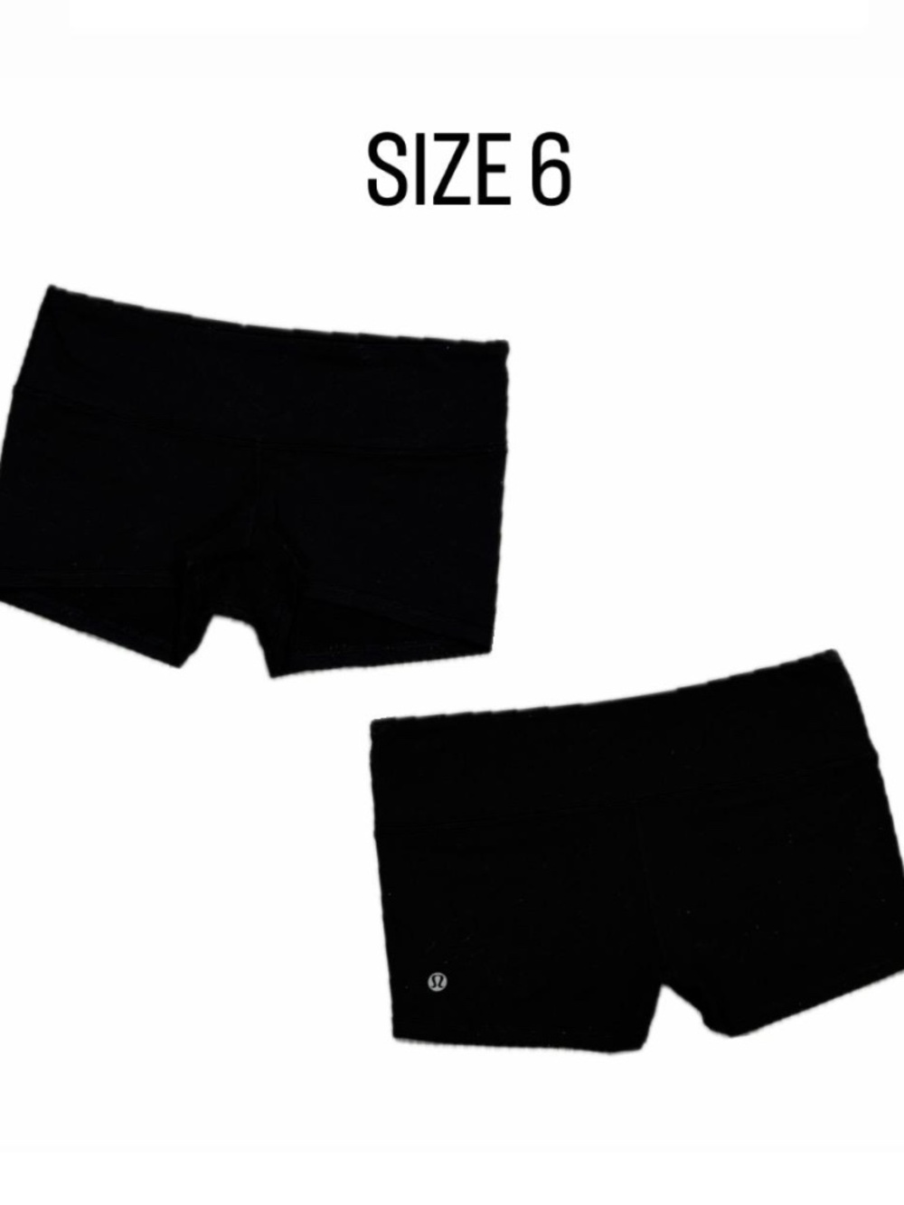 Lululemon Black Boogie Shorts - Size 6 | Low Rise Yoga Hot Shorts Silver Logo.